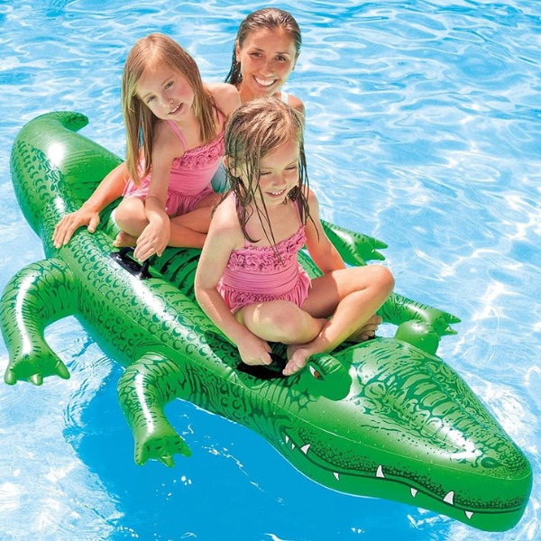 INTEX Plută-saltea gonflabilă „Crocodil gigant” cu mânere, 203x114x25  cm, până la 80 kg, 3+