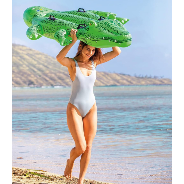 INTEX Plută-saltea gonflabilă „Crocodil gigant” cu mânere, 203x114x25  cm, până la 80 kg, 3+