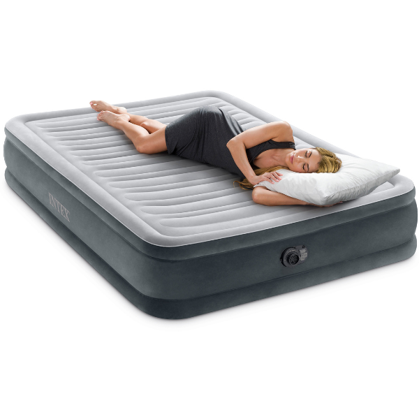INTEX Pat gonflabil “Velur Comfort-Plush” 137x191x33 cm cu pompă încorporată 220V, până la 272 kg