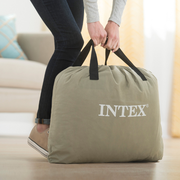 INTEX Pat gonflabil “Velur Comfort-Plush” 137x191x33 cm cu pompă încorporată 220V, până la 272 kg