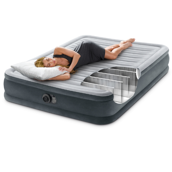 INTEX Pat gonflabil “Velur Comfort-Plush” 137x191x33 cm cu pompă încorporată 220V, până la 272 kg