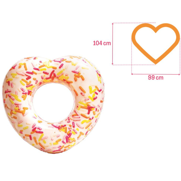 INTEX Cerc gonflabil „Donut în forma de inimă”, 94x89x25 cm, pînă la 80 kg, 9+