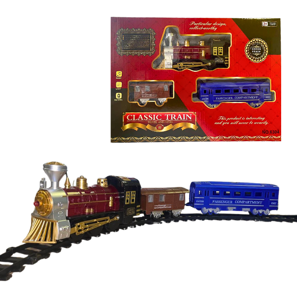 Tren ((1 locomotivă, 2 vagoane, 9 elemente pentru calea ferată)