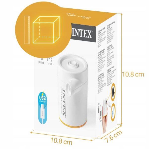 INTEX Pompă de aer electrică „QuickFill USB150” USB 5V, 2A, 2 duze