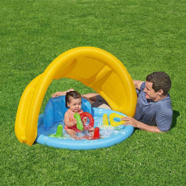 Bestway Piscină gonflabilă pentru copii cu baldachin „Scoica de mare” 115x89x76 cm, 45 L, de la 6 luni