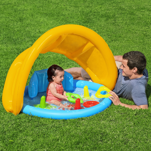 Bestway Piscină gonflabilă pentru copii cu baldachin „Scoica de mare” 115x89x76 cm, 45 L, de la 6 luni
