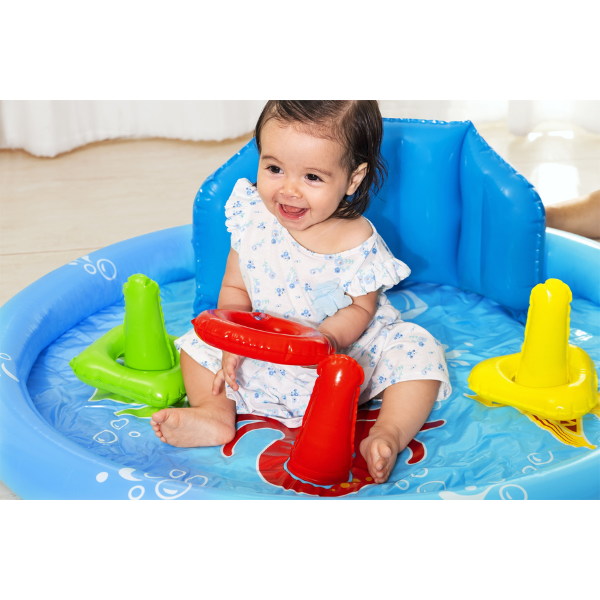 Bestway Piscină gonflabilă pentru copii cu baldachin „Scoica de mare” 115x89x76 cm, 45 L, de la 6 luni