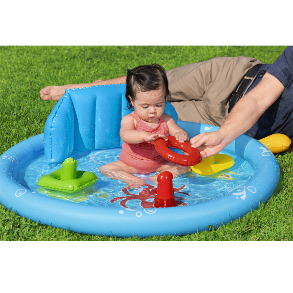 Bestway Piscină gonflabilă pentru copii cu baldachin „Scoica de mare” 115x89x76 cm, 45 L, de la 6 luni