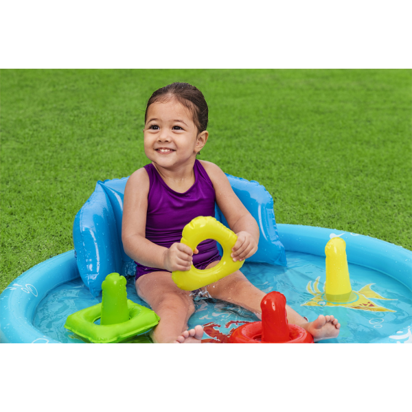 Bestway Piscină gonflabilă pentru copii cu baldachin „Scoica de mare” 115x89x76 cm, 45 L, de la 6 luni