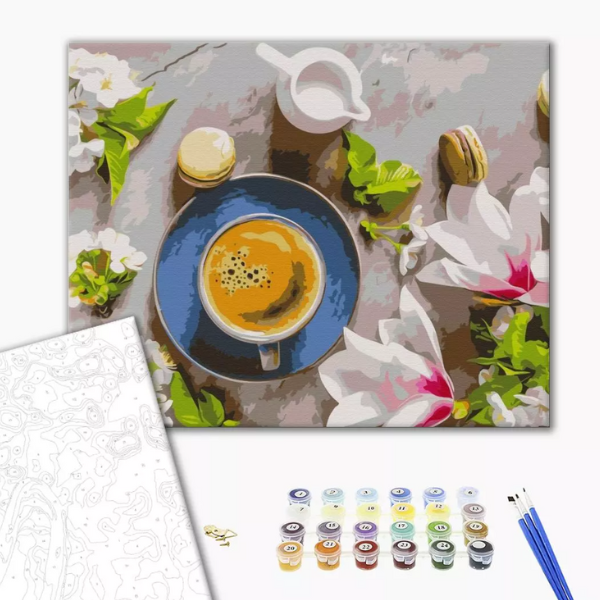 Pictură pe numere 40*50 сm (fără cutie) – Cafea și flori
