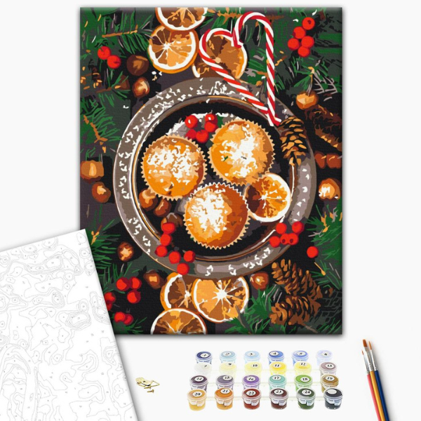 Pictură pe numere 40*50 cm (în cutie) – Bunătăți de Crăciun