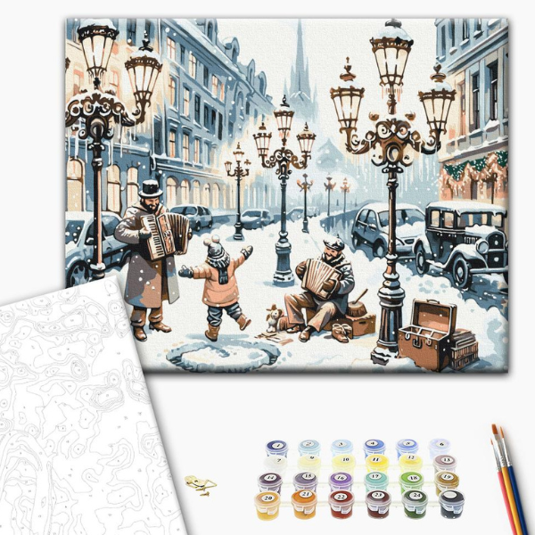 Pictură pe numere 40*50 cm (în cutie) – Odată pe o stradă înzăpezită