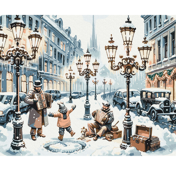 Pictură pe numere 40*50 cm (în cutie) – Odată pe o stradă înzăpezită