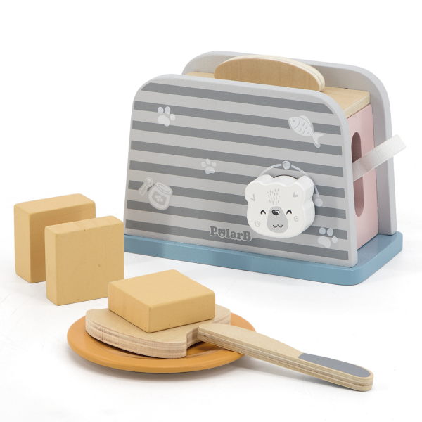 Set de joaca din lemn „Mic dejun cu toaster”, 8 piese