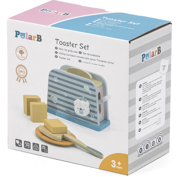 Set de joaca din lemn „Mic dejun cu toaster”, 8 piese