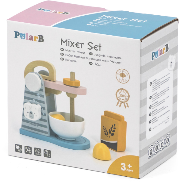 Деревянный игровой набор "Миксером", 4 предмета