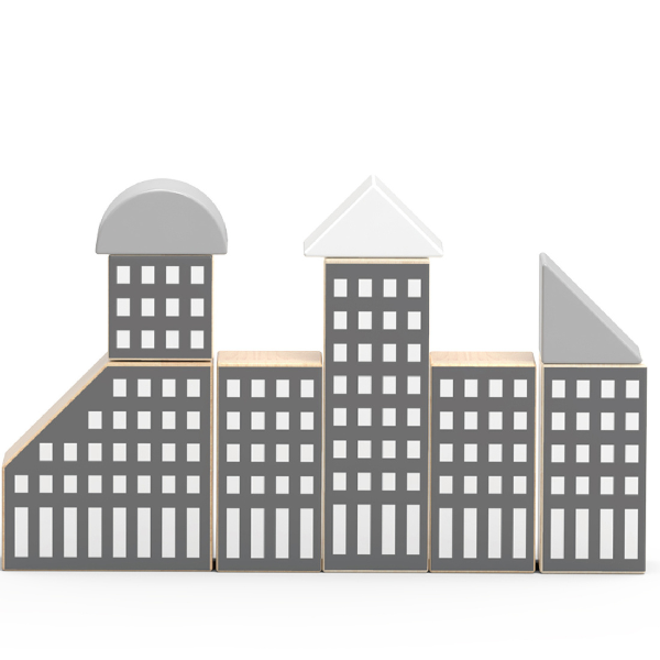 Set de construcție din lemn „Orașul”, 56 elem.