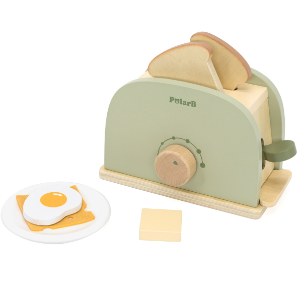 Set de joaca din lemn „Mic dejun cu toaster”, 7 piese