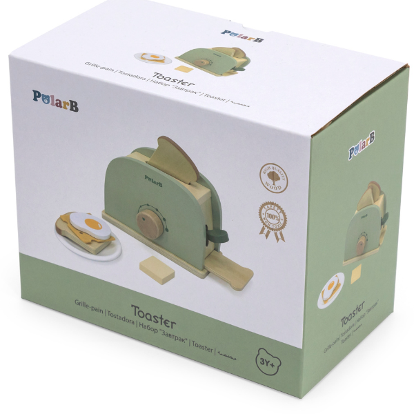 Set de joaca din lemn „Mic dejun cu toaster”, 7 piese
