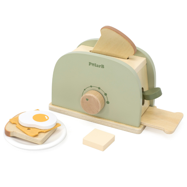 Set de joaca din lemn „Mic dejun cu toaster”, 7 piese