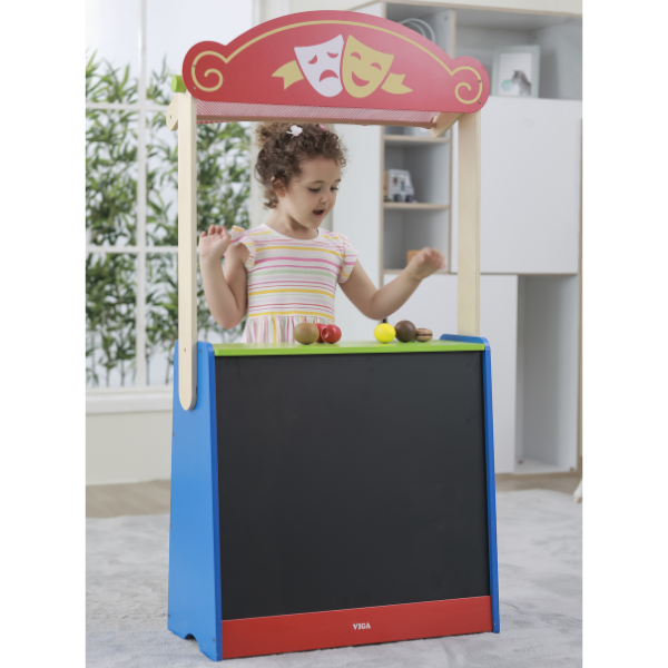 Деревянная игрушка 2 в 1 для ролевых игр "Театр и Продуктовый магазин"