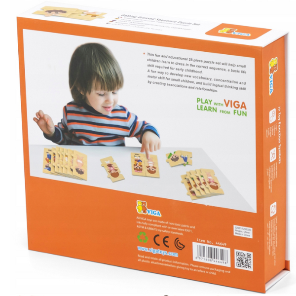 Joc logic de puzzle  „Învățăm să ne îmbrăcăm”, 28 elem.