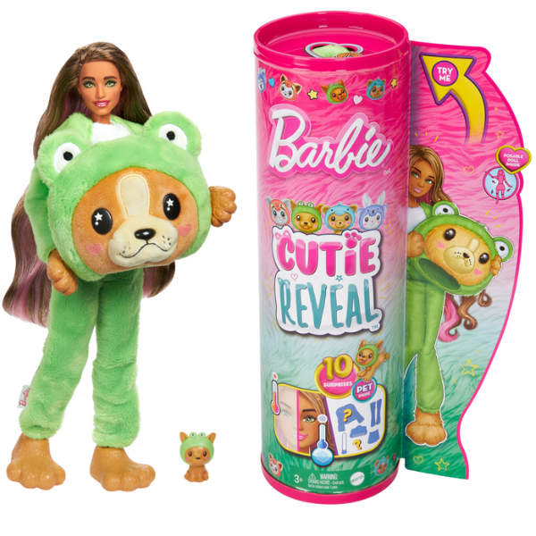 Кукла Barbie Cutie Reveal "Щенок в плюшевом костюме лягушки"