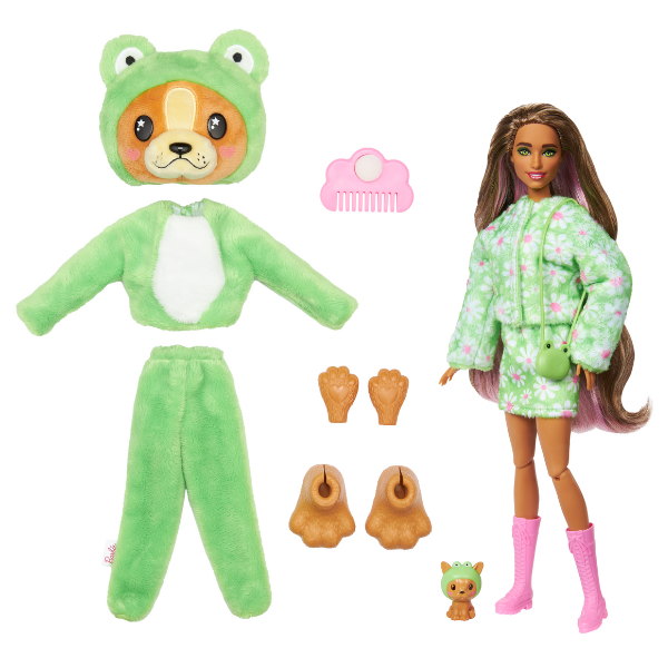 Кукла Barbie Cutie Reveal "Щенок в плюшевом костюме лягушки"