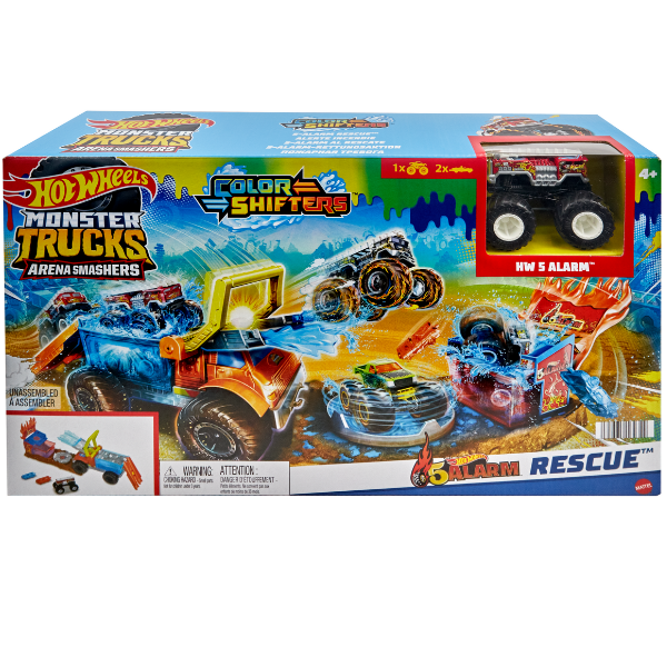 Hot Wheels Set de joc cu 5-Alarm Rescue seria „Monster Trucks  Color Shifters”