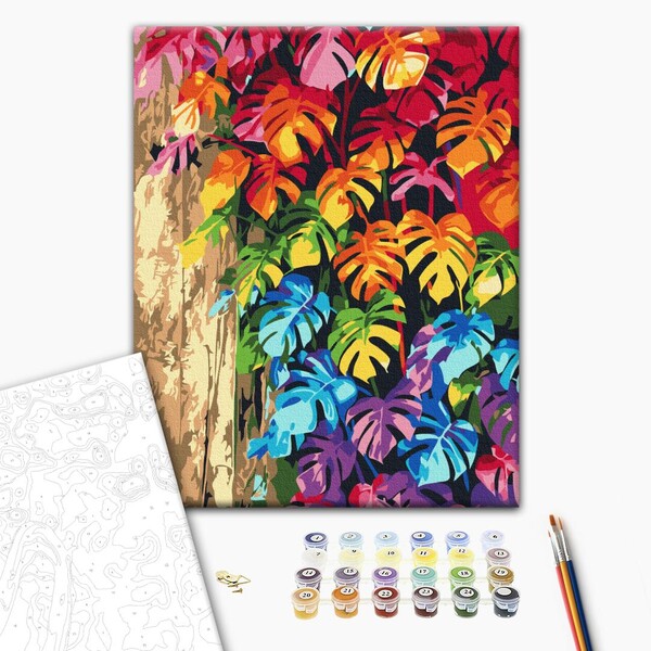 Pictură pe numere 40*50 cm (în cutie) - Frunze multicolore