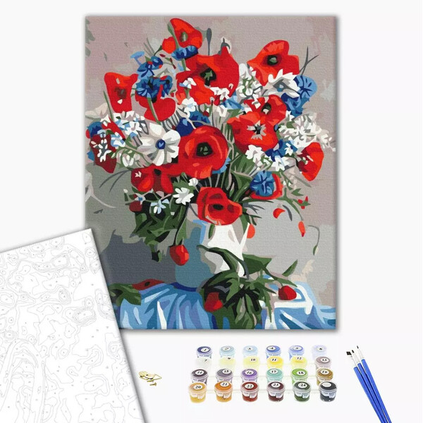Pictură pe numere 40*50 cm (în cutie) – Maci în vază