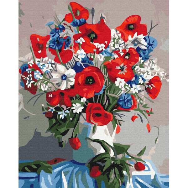 Pictură pe numere 40*50 cm (în cutie) – Maci în vază