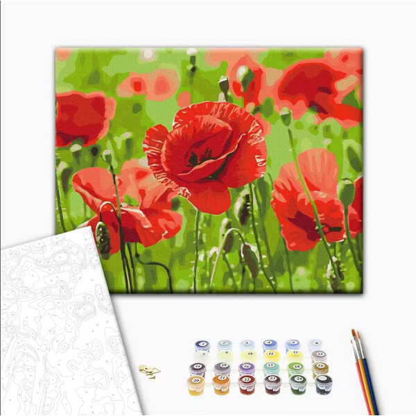 Pictură pe numere 40*50 cm (în cutie) – Maci roșii