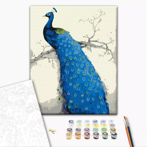 Pictură pe numere 40*50 cm (în cutie) – Păun albastru