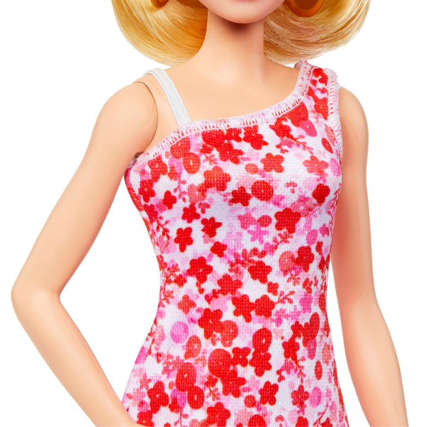 Papușa Barbie „Fashionista în rochie cu model floral”