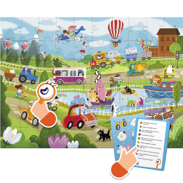 Joc de dezvoltare-puzzle „Vara în sat”, seria Wimmelpuzzle, 60 elem.