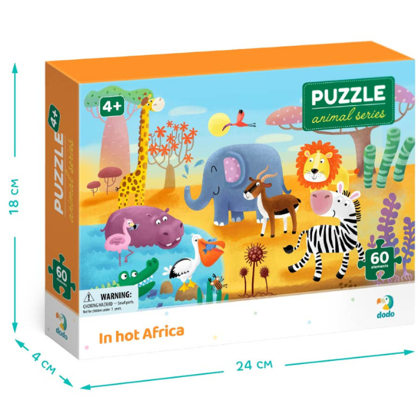 Puzzle „În Africa fierbinte”, seria Animale, 60 elem.