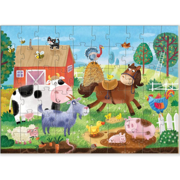 Puzzle „Aventurile în sat”, seria Animale, 60 elem.