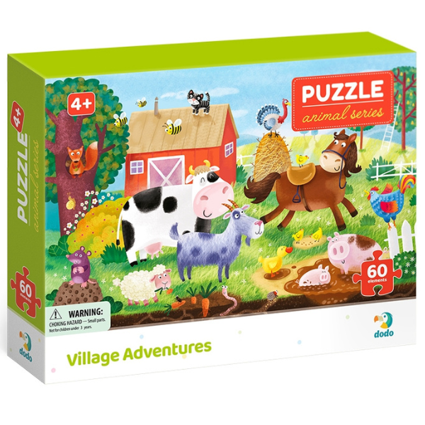 Puzzle „Aventurile în sat”, seria Animale, 60 elem.