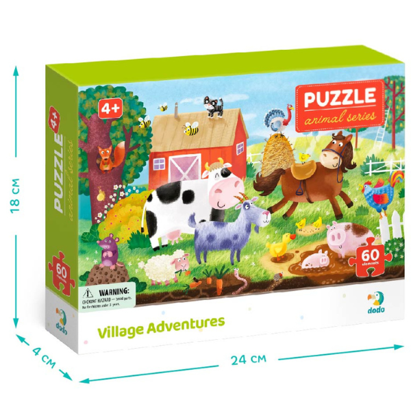 Puzzle „Aventurile în sat”, seria Animale, 60 elem.