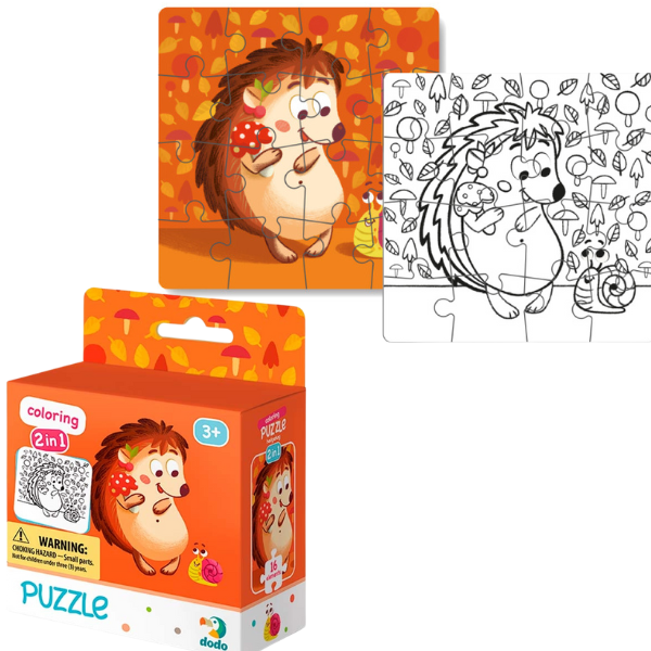 Puzzle 2 în 1 "Ariciul", serie Colorare, 16 elem.