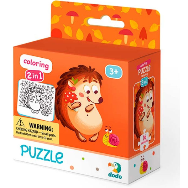 Puzzle 2 în 1 "Ariciul", serie Colorare, 16 elem.