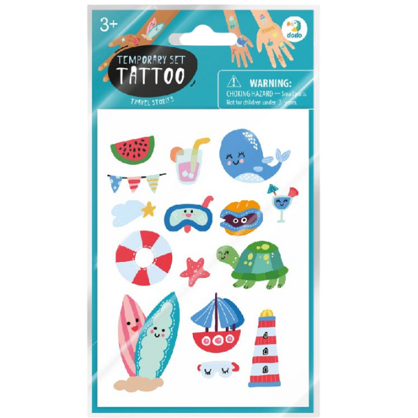 Set de tatuaje temporare pentru copii "Istorii din vacanță", 64 buc.
