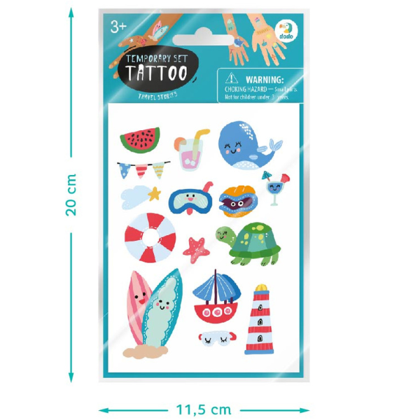 Set de tatuaje temporare pentru copii "Istorii din vacanță", 64 buc.