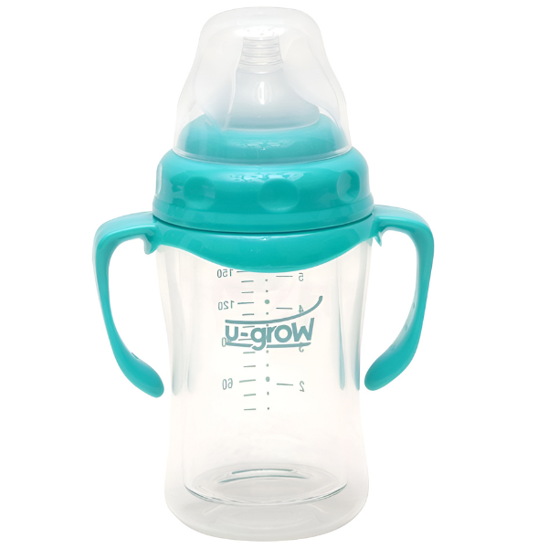 Biberon cu gat larg din sticla, 180 ml, de la 3 luni