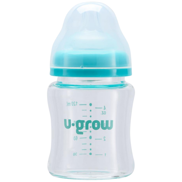 Biberon din sticlă, 120 ml, cu 2 tetine suplimentare