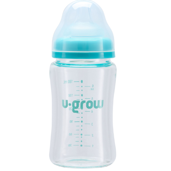 Biberon din sticlă, 180 ml, cu 2 tetine suplimentare