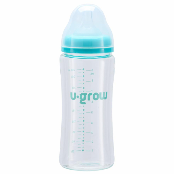 Biberon din sticlă, 260 ml, cu 2 tetine suplimentare