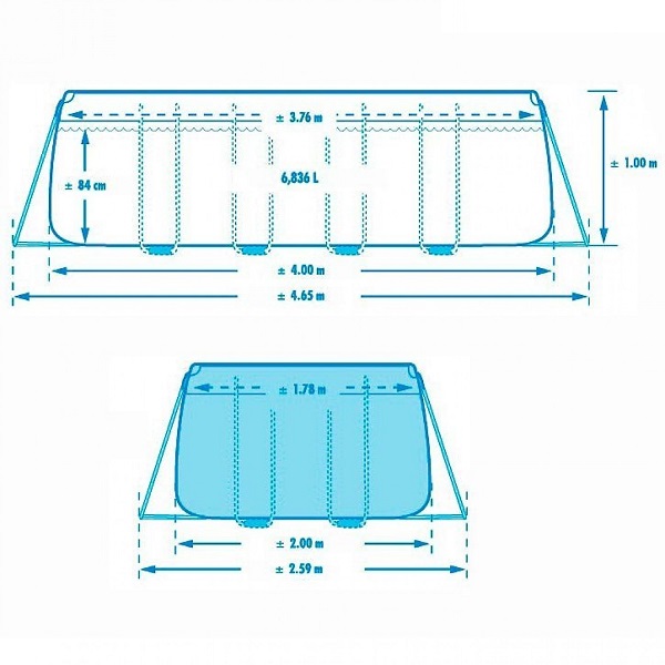 Piscină PRISM FRAME RECTANGULAR 400x200x100cm, 6836L, cadru metalic