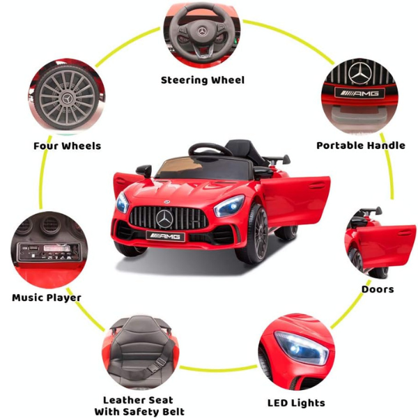 Masinuta electrica MERCEDES-AMG GT R, 12V4.5AH, motor 380x2, roti EVA